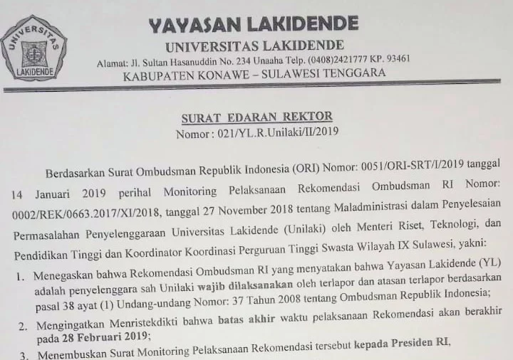 Rektor Unilaki Imbau Mahasiswa Tidak Bayar SPP di Bawah YLRP
