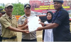 Brimob Polda Sultra Bangun Tugu Monumen Perjuangan di Konawe Utara