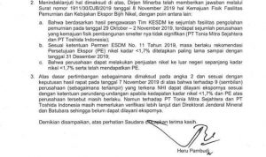 Smelternya tidak Signifikan, Izin Ekspor PT. Tonia dan PT. Toshida Ditangguhkan